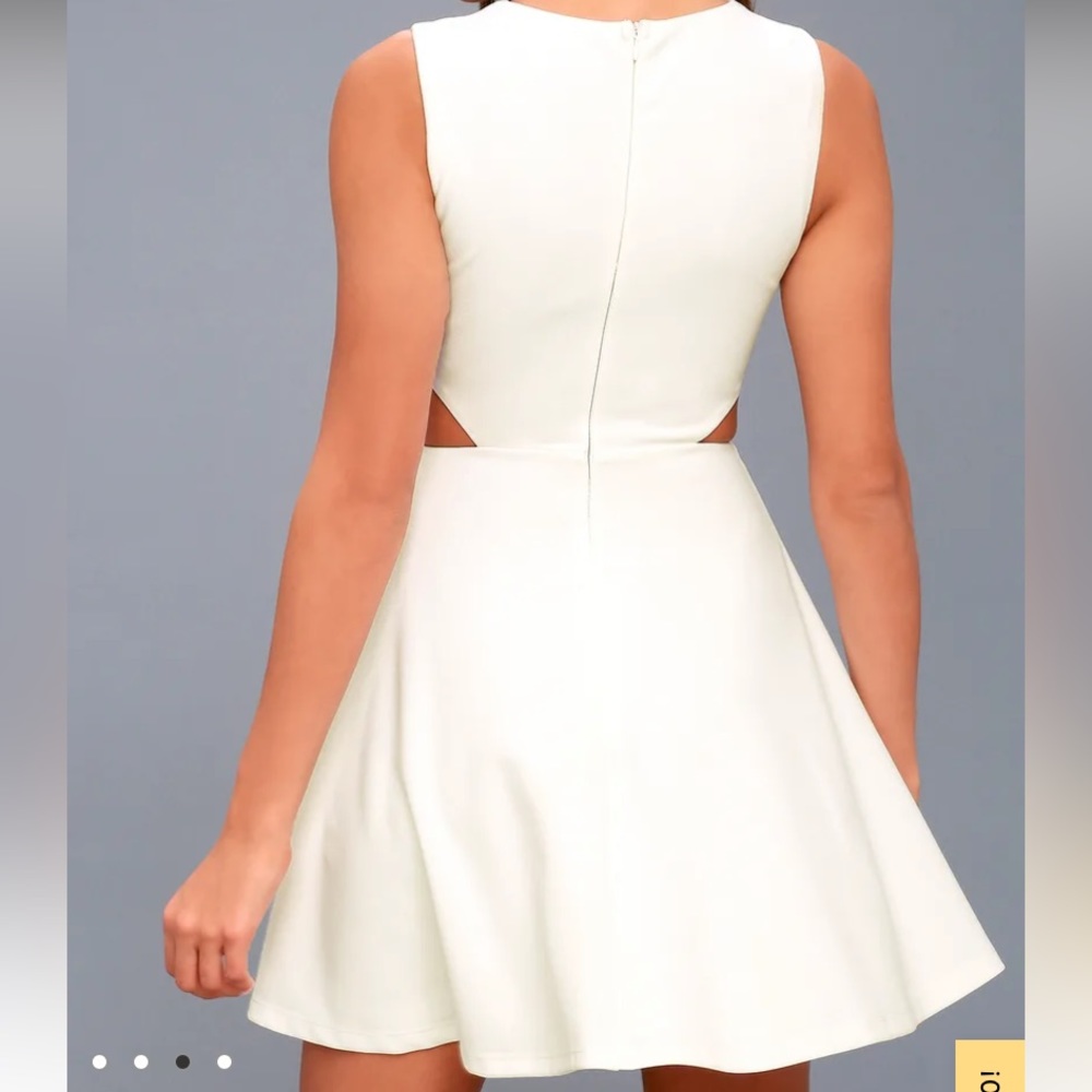 Lulu’s toast to you sleeveless white cut out skater mini dress - Picture 7 of 12